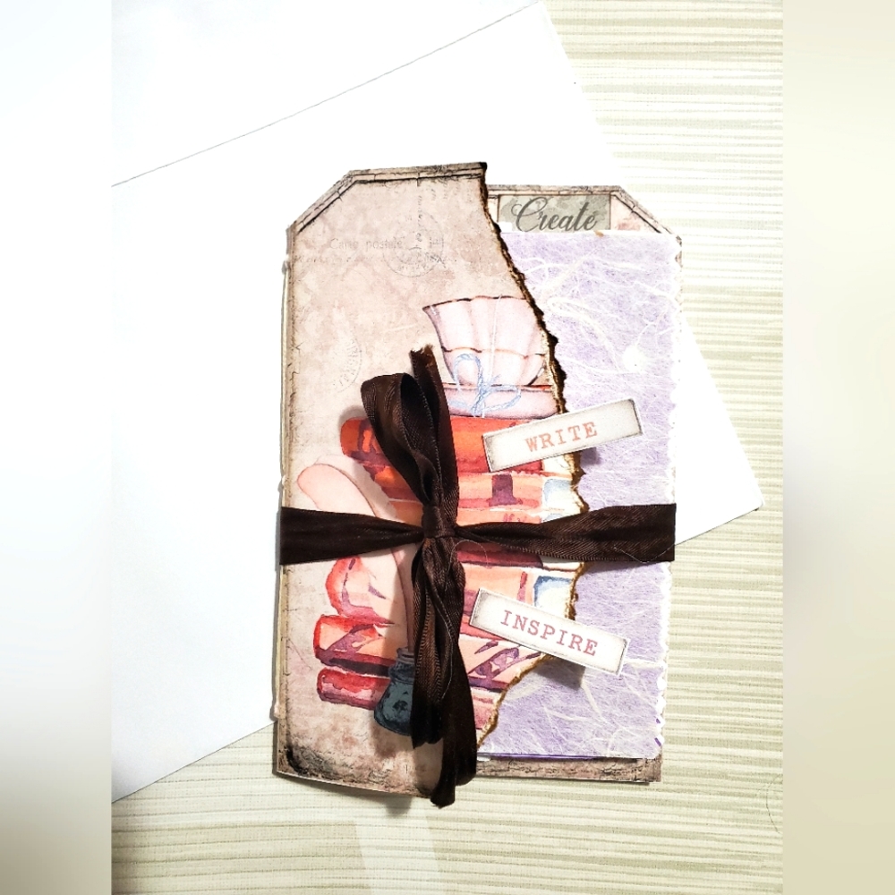 😀 HAND CRAFTED Small journal notebook with envelope book theme